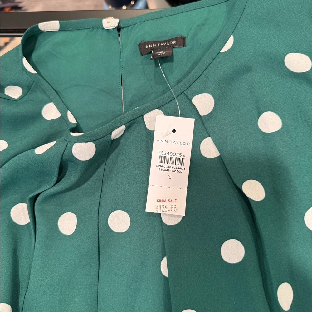 Ann Taylor Green and White Dress